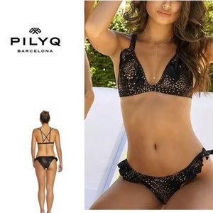 PILYQ BLACK CITY OF STARS RUFFLE BIKINI SET small